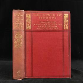 1908年 伦敦塔风物志 英国画家、插图家约翰·弗利洛夫22幅彩色插图 漆布精装大32开