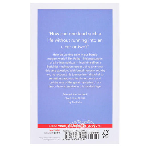 【中商原版】平静 Vintage迷你系列 英文原版 Calm: Vintage Minis Tim Parks 英语小说文学读物  企鹅兰登封面展 商品图1