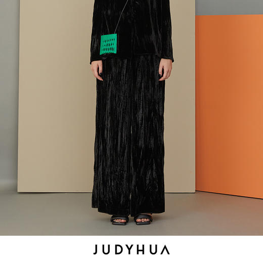 JUDYHUA 质感丝绒褶皱长裤 JHC1K289 商品图0