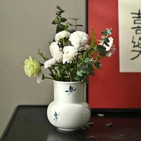 「景德镇釉下手绘蝴蝶兰花圆满小花瓶」桌面摆件 可插花可放毛笔 茶道六君子
