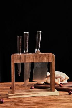 【第三批少量库存】大马士革刀家庭三件套带刀架家用厨刀刀削如风超锋利特有美妙花纹高端家庭厨刀套餐