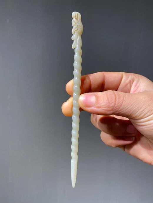 白玉雕龙首钮螺旋形发簪，顺丰包邮 商品图2