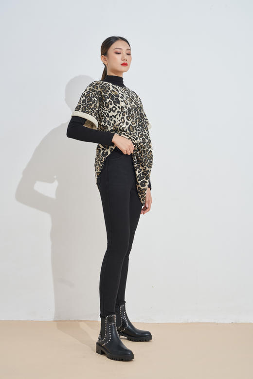 皮带袢真袋牛仔羊胎绒铅笔裤29192 商品图2