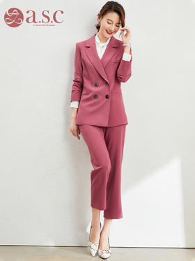 橡皮粉小个子休闲西装外套~休闲时尚通勤西服显白