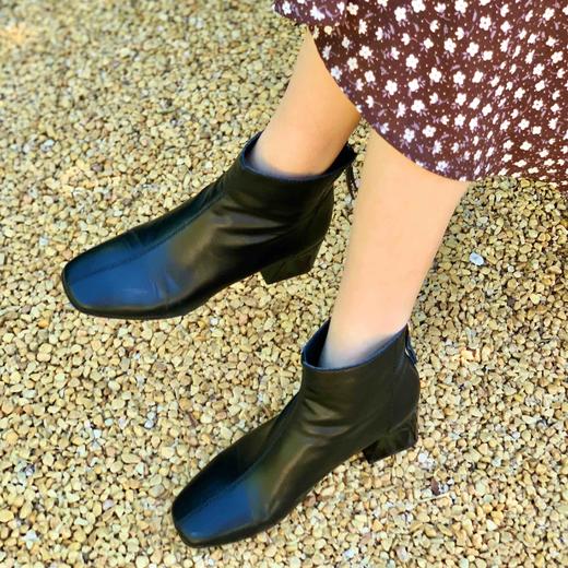 【百图lulu定制】【法式短靴】牛皮  显瘦显高 中跟 可帅气可优雅 小个子 短靴 商品图0