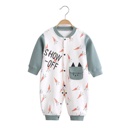 【母婴】-新生婴儿连体哈衣春秋舒绒无骨宝宝爬服 商品图2