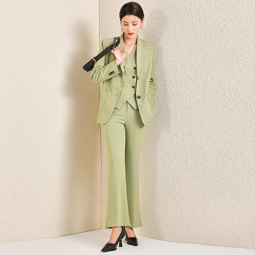绿色职业套装女秋冬款时尚气质女神范高端正装西装显瘦减龄两件套 商品图2
