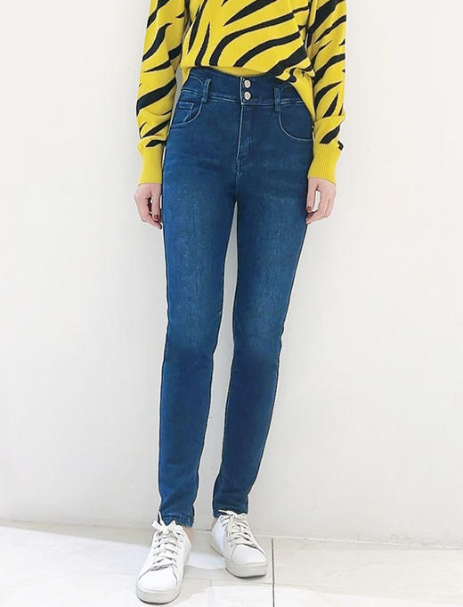 两粒扣羽绒双层保暖牛仔铅笔裤1220 商品图1