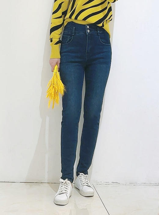 两粒扣羽绒双层保暖牛仔铅笔裤1220 商品图2