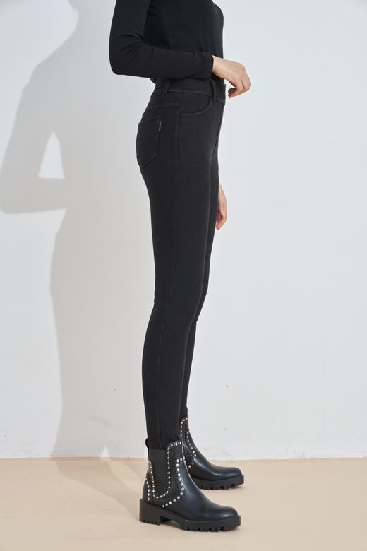 皮带袢真袋牛仔羊胎绒铅笔裤29192 商品图4