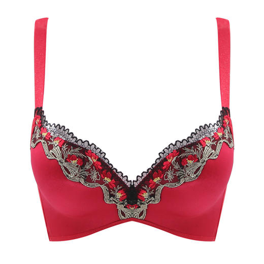 贝佳人无钢圈压迫舒适文胸透气小胸聚拢无痕光面内衣法式刺绣BW95814 商品图1