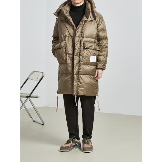 墨麦客男装2021冬季新款连帽羽绒服男士中长款鸭绒保暖外套88058 商品图3