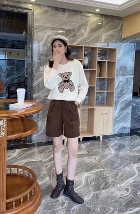 213952#灯芯五分短裤