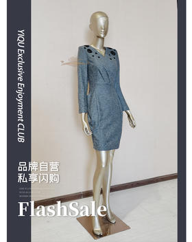 YIQU |“空谷幽兰”连身裙（麻灰·含45%羊毛）