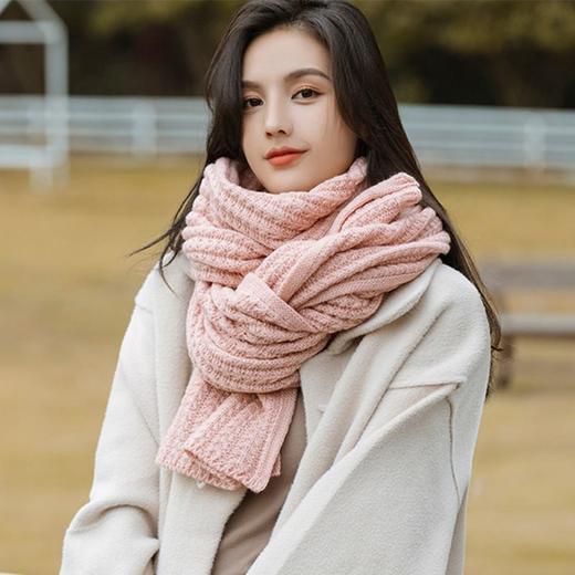 【时尚百搭❗️轻奢感针织围巾】超百搭超好看，优雅时尚，软糯手感，微弹不紧绷，男女情侣款保暖围脖/披肩/毛毯多用，大红色春节过年氛围满满父亲节礼物新年礼盒年货礼盒 商品图2