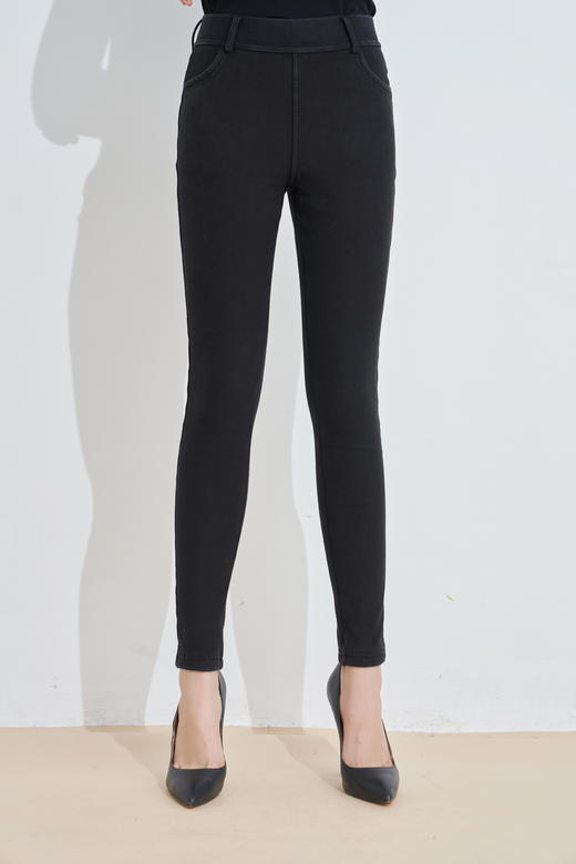 皮带袢真袋牛仔羊胎绒铅笔裤29192 商品图0