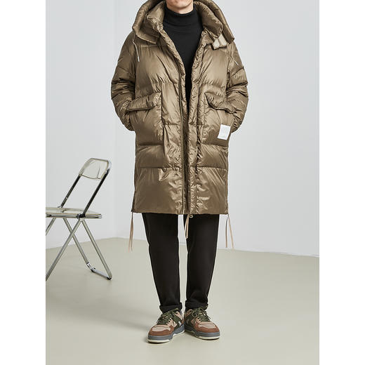 墨麦客男装2021冬季新款连帽羽绒服男士中长款鸭绒保暖外套88058 商品图1