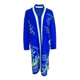 提花羊绒长外套