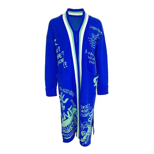 提花羊绒长外套 商品图0