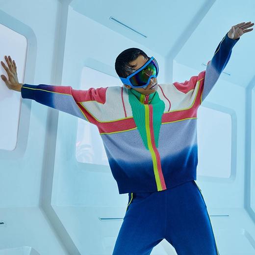 扎染半高领羊绒开衫 商品图2