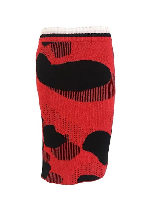 动物纹撞色羊绒半裙 商品图1