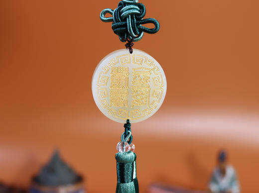 天然岫玉福文挂件，出行安康，车挂，家居挂件 商品图4
