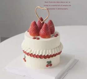 【草莓屋】5寸6寸mini系列 |草莓围裙（4层胚3层夹心）