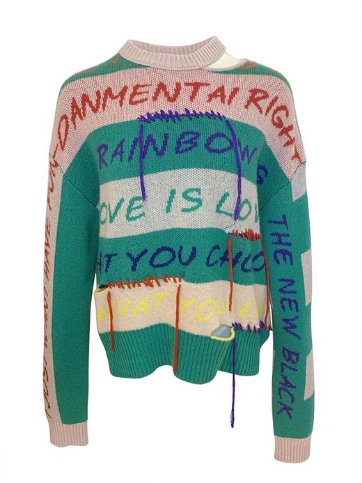 撞色提花羊绒女衫 商品图1