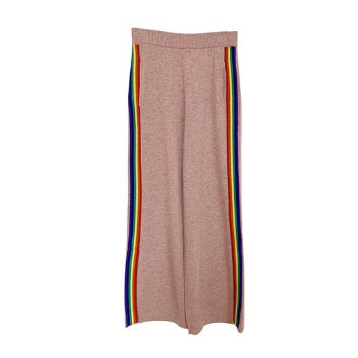 彩虹撞边羊绒裤 商品图0