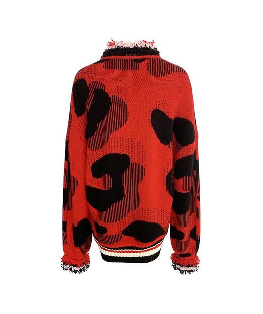 动物纹撞色羊绒女开衫 商品图1