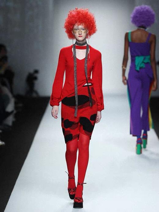 动物纹撞色羊绒半裙 商品图0