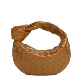 【包税】Bottega Veneta/葆蝶家 22春夏新款MINI JODIE系列 女士焦糖色Intrecciato编织皮革单隔层手提包651876VCPP59830