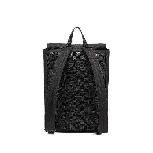【包税】FENDI/芬迪 21秋冬新款FENDINES系列 男士中号黑色尼龙翻盖开合拉链袋老花印花网眼可调节缎带肩带双肩背包7VZ066AGQTF0GXN 商品图1