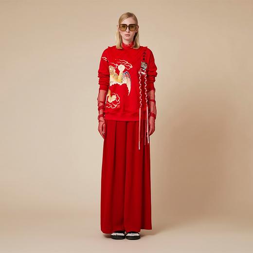 如虎添翼大红绣花卫衣 商品图2