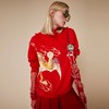 如虎添翼大红绣花卫衣 商品缩略图1