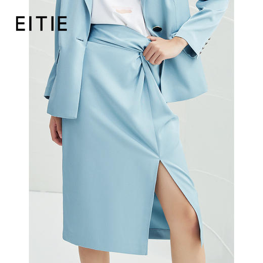 EITIE爱特爱春季新款高腰开叉时尚设计感纯色通勤显瘦半身裙A2206915 商品图0