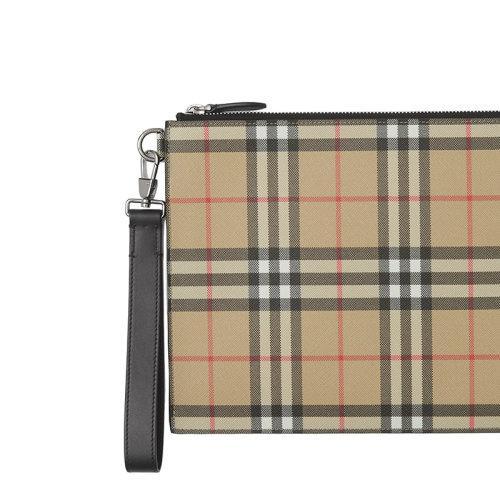 【包税】BURBERRY/博柏利 21秋冬新款 男士典藏米色Vintage格纹环保帆布拉链手拿包80495881 商品图3