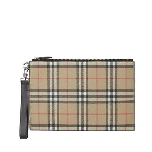 【包税】BURBERRY/博柏利 21秋冬新款 男士典藏米色Vintage格纹环保帆布拉链手拿包80495881 商品图0