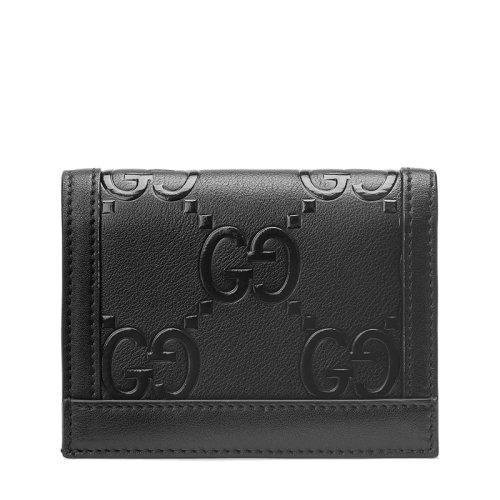 【包税】GUCCI/古驰 2021秋冬新款 女士黑色GG皮革饰钉细节金色调配件卡包零钱包676150UF4AG1000 商品图3