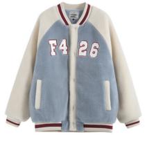 F426/BDWT21AW-3066/三色贴皮撞色仿羊羔毛棒球服 商品图2