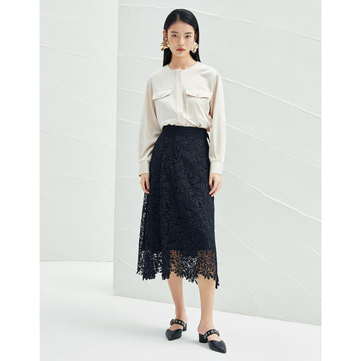 EITIE爱特爱春季新款圆领直筒衬衫时尚宽松通勤百搭显瘦上衣A2213903 商品图1