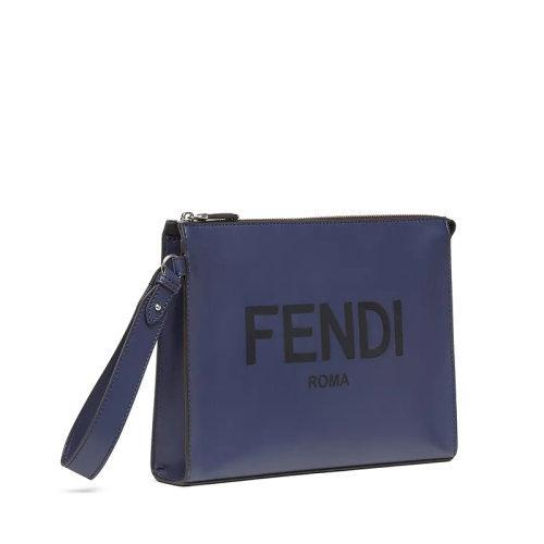 【包税】FENDI/芬迪 2021秋冬新款 男士蓝色皮革拉链开合银色饰面金属件配可拆式手链式手柄手拿包7VA491AC9LF18YJ 商品图3