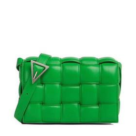 【包税】Bottega Veneta/葆蝶家 22春夏新款PADDED CASSETTE系列 女士鹦鹉绿色小羊皮双面编织单肩斜挎豆腐包591970VCQR13724