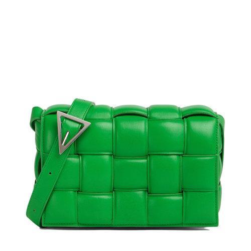 【包税】Bottega Veneta/葆蝶家 22春夏新款PADDED CASSETTE系列 女士鹦鹉绿色小羊皮双面编织单肩斜挎豆腐包591970VCQR13724 商品图0