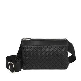 【包税】Bottega Veneta/葆蝶家 22春夏新款CLASSIC INTRECCIATO系列 男士黑色编织皮革单肩斜挎包651938V0E528803