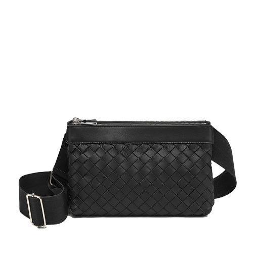【包税】Bottega Veneta/葆蝶家 22春夏新款CLASSIC INTRECCIATO系列 男士黑色编织皮革单肩斜挎包651938V0E528803 商品图0