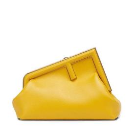 【包税】FENDI/芬迪 21秋冬新款FIRST系列 女士小号黄色小羊皮配可拆卸肩带F金属搭单肩手拿包8BP129ABVEF192E