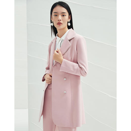 EITIE爱特爱春季新款双排扣西装领收腰X型中长款显瘦通勤外套A2203917 商品图2
