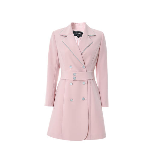 EITIE爱特爱春季新款双排扣西装领收腰X型中长款显瘦通勤外套A2203917 商品图4