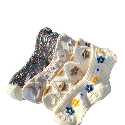 「一套4双装」长袜子女袜春秋款中筒袜ins潮泫雅风长筒袜 商品图4